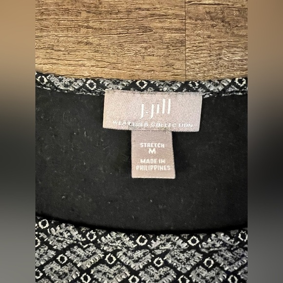 J Jill Wearever Tank Top Women's Medium Black White Sleeveless Shirt I14 - Picture 3 of 5